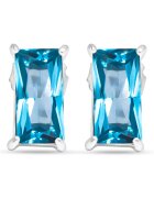 Carlette Cercei din otel inoxidabil hipoalergenic cu piatra zirconia Stunning Blue - placati cu rodiu