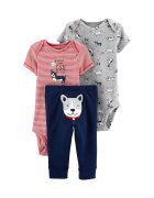 Carters Set de body-uri cu imprimeu si pantaloni - 3 piese - Rosu/Bleumarin