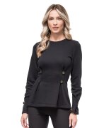 CASA DE MODA VIGO Bluza cu decolteu la baza gatului si nasturi decorativi Aroa - Negru