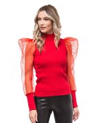 CASA DE MODA VIGO Bluza striata cu maneci bufante Calia - Rosu