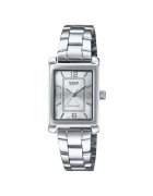 Casio Ceas dama analog - bratara otel inoxidabil - cadran argintiu - 21x7.4mm
