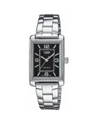 Casio Ceas dama analog - bratara otel inoxidabil - cadran negru - 21x7.4mm