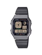 Casio Ceas Vintage A130WEGG-1AEF - multicolor - 34mm - bratara din otel inoxidabil negru - rezistent la apa 10 ATM