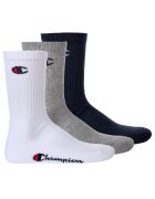 Champion Set de sosete lungi unisex - 3 perechi - Alb/Gri/Albastru