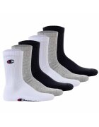 Champion Set de sosete lungi unisex - 6 perechi - Alb/Negru/Gri