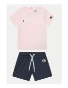 Champion Set tricou si pantaloni scurti fete 307055 - Bumbac - Bleumarin/Roz - Roz/Bleumarin