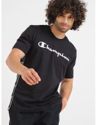 Champion Tricou de bumbac cu imprimeu logo - Alb/Negru