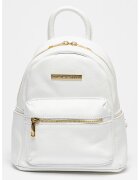 Chiara Canotti Rucsac de piele cu buzunar frontal cu fermoar - Alb optic