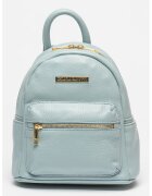 Chiara Canotti Rucsac de piele cu buzunar frontal cu fermoar - Albastru deschis