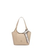 Chrisbella Geanta shopper din piele ecologica cu accesoriu logo - Maro