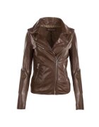 Chyston Jacheta din piele pentru femei Hortence - maro - marimea M - design elegant - cu fermoar metalic