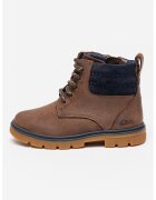 Clarks Ghete de piele si piele intoarsa Lorcam - Albastru inchis/Maro inchis/Caramel