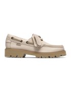 Clarks Pantofi boat de piele Cleyhill - Alb murdar
