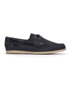 Clarks Pantofi boat de piele nabuc Charmouth - Gri carbune/Bleumarin