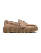 Clarks Pantofi boat din piele nabuc Torhill - Roz somon