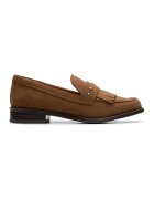 Clarks Pantofi loafer de piele intorsa cu franjuri Hana - Maro inchis