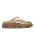 Clarks Saboti din piele intoarsa si piele cu logo - Alb/Verde pal