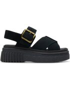 Clarks Sandale cu platforma dama - piele intoarsa - negru -