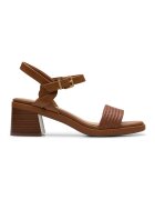 Clarks Sandale de piele cu toc masiv - Maro