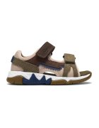 Clarks Sandale de piele intoarsa cu velcro Spineyspirit-T - Maro inchis/Maro camel/Kaki inchis
