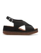 Clarks Sandale flatform de piele nabuc Kassandra Step - Negru stins