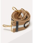 COCCINELLE Bareta ajustabila cu model logo - Alb/Negru/Caramel