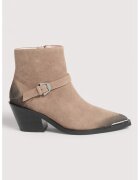 COCCINELLE Botine din piele intoarsa cu toc cuban - Negru/Maro deschis