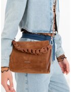 COCCINELLE Geanta crossbody de piele intoarsa Boheme - Maro cognac