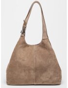 COCCINELLE Geanta hobo din piele intoarsa C-Easy - Maro taupe