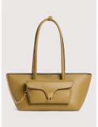 COCCINELLE Geanta tote trapezoidala de piele Double Beat - Verde masliniu
