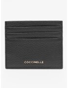 COCCINELLE Portcart din piele cu aspect granulat - Negru