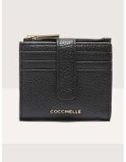 COCCINELLE Portcart din piele cu logo - Negru