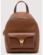 COCCINELLE Rucsac de piele cu detaliu logo Beat Generatio - Maro cognac