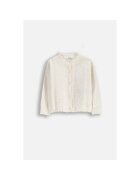 Coccodrillo Cardigan pentru fete - ecru - din lana groasa - cu captuseala lunga