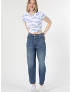 COLIN'S Blugi conici cu talie inalta 886 Dennis - Albastru inchis/Alb murdar