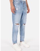 COLIN'S Blugi drepti cu talie medie si decupaje - Albastru pastel