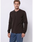 COLIN'S Bluza cu decolteu henley si fenta cu nasturi - Maro inchis