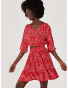 COLIN'S Bluza cu model floral - decolteu in V si maneci trei sferturi - Rosu/Alb