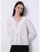 COLIN'S Bluza semitransparenta cu decolteu in V si volane - Alb