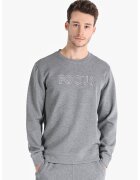 COLIN'S Bluza sport cu decolteu la baza gatului si text brodat - Gri inchis melange