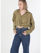 COLIN'S Camasa crop cu maneci cazute - Kaki