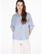 COLIN'S Camasa cu model gingham cu maneci medii - Alb/Albastru
