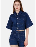 COLIN'S Jacheta crop din denim cu maneci scurte - Bleumarin