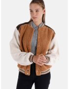 COLIN'S Jacheta cu blana sherpa si model colorblock - Maro/Alb murdar