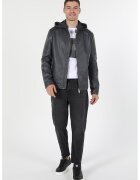 COLIN'S Jacheta slim fit de piele ecologica cu gluga - Gri inchis
