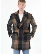 COLIN'S Palton din amestec de lana cu model in carouri si buzunare aplicate - Negru/Maro camel