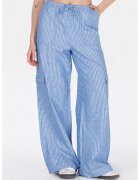 COLIN'S Pantaloni evazati din amestec de in cu model in dungi - Albastru azur