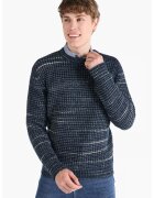COLIN'S Pulover cu decolteu la baza gatului - Gri deschis/Albastru petrol
