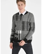 COLIN'S Pulover cu decolteu la baza gatului si model - Alb/Negru