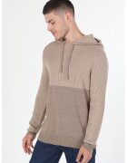 COLIN'S Pulover cu model cu doua tonuri si gluga - Maro deschis